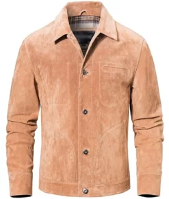 Dustin Men’s Beige Timeless Real Suede e Leather Trucker Jacket