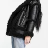 Earth Mama Doechii Trina Black Leather Fur Jacket