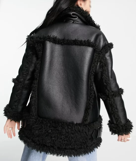 Earth Mama Doechii Trina Black Top Leather Fur Jacket