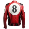 Eight Ball Men's Billiard Cue Red & White Bomber Sheepskin Leather Jacket