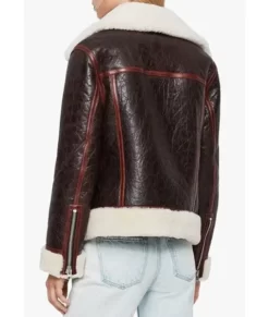 Elinor Choco Brown Shearling Top Leather Jacket