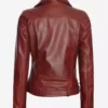 Elisa Womens Maroon Leather Asymmetrical Motorcycle Jacket Back