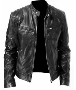 Elliott Men’s Black Retro Timeless Leather Cafe Racer Jacket