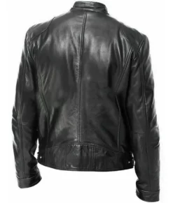 Elliott Men’s Black Retro Timeless Leather Cafe Racer Jacket