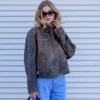 Elsa Hosk Brown Leather Jacket