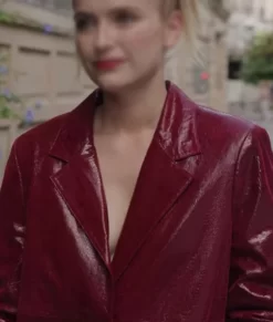 Emily In Paris S03 Camille Maroon Original Leather Jacket