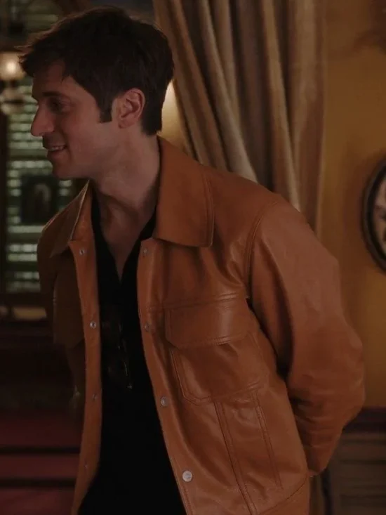 Emily In Paris S03 Gabriel Brown Real Leather Jacket