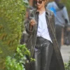 Emily Ratajkowski Brown Trench Leather Coat