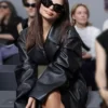 Emily Ratajkowski Genuine Leather Long Coat