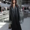 Emily Ratajkowski Leather Long Coat