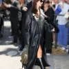 Emily Ratajkowski Top Leather Long Coat
