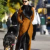Emily Ratajkowski Street Style Pure Brown Fur Coat