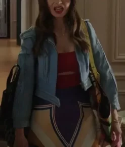 Emily in Paris S03 Emily Blue Genuine Leather Jacket