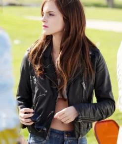 Emma Watson Black Leather Biker Jacket