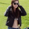 Emma Watson Black Real Leather Biker Jacket
