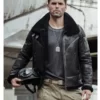 Eric Grey Black Triple Belted Cuffs Real Shearling Jacket