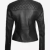 Erika Womens Black Quilted Biker Leather Jacket Back