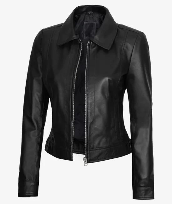 Erika Women's Black Quilted Genuine Leather Jacket