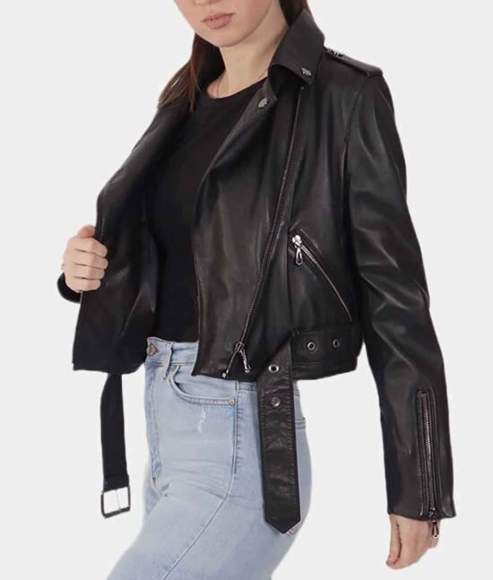 Esther Black Biker Top Leather Jacket