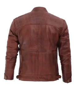 Ezekiel Men’s Brown Quilted Bold Top Leather Cafe Racer Jacket