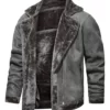 Ezra Men’s Gray Posh Aviator Real Leather Jacket