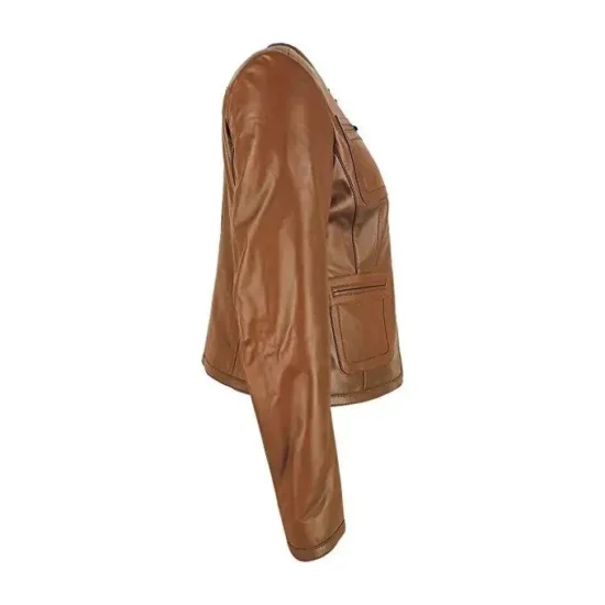 Fadcloset Tan Top Leather Jacket