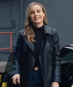 Fast X Brie Larson Black Leather Coat