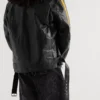 Faux Fur Trimmed Striped Best Leather Jacket