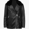 Fay Black Shearling Collar Leather Jacket