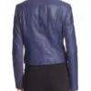 Felicity Smoak Blue Leather Zipper Jacket