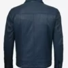 Fernando Men's Trucker Blue Washed Leather Jacket Back