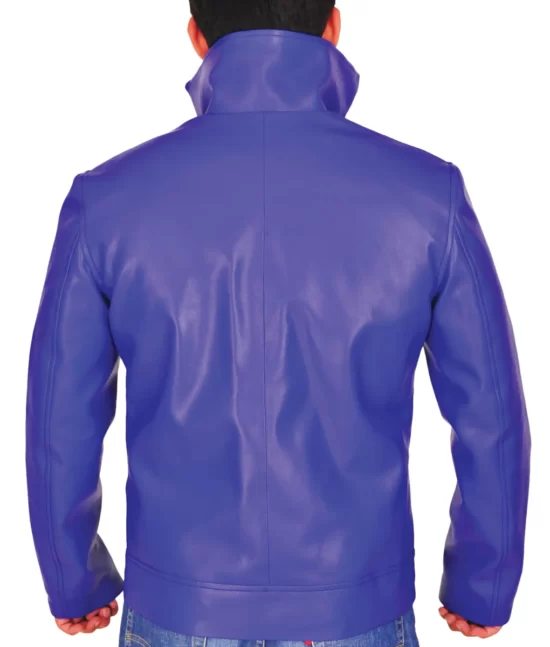Finn Balor Top Leather Biker Jacket in Blue