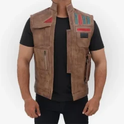 Finn Star Wars Rise of the Skywalker Leather Vest Front