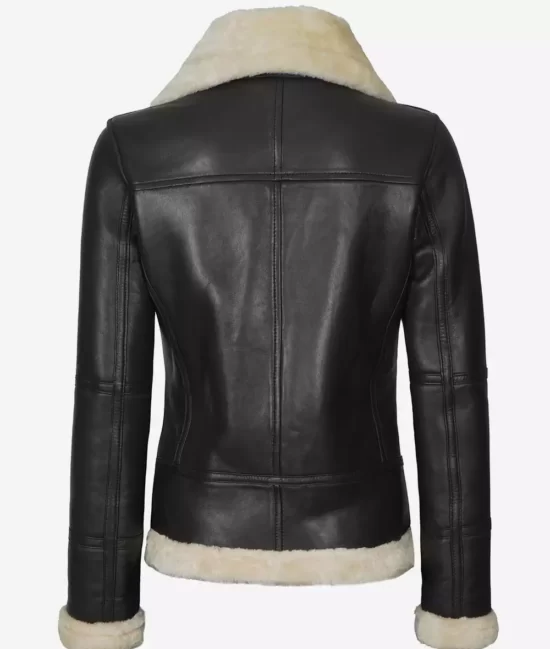Frances Womens Brown Shearling Bomber Genuine Leather Jackets
