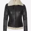 Frances Womens Brown Shearling Bomber Leather Jackets