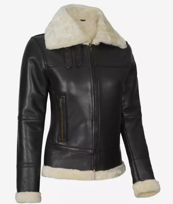 Frances Womens Brown Shearling Bomber Pure Leather Jackets