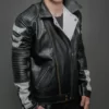 Frank Mens Metallic Black Biker Top Leather Jacket