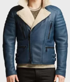 Franklin Blue Real Leather Jacket