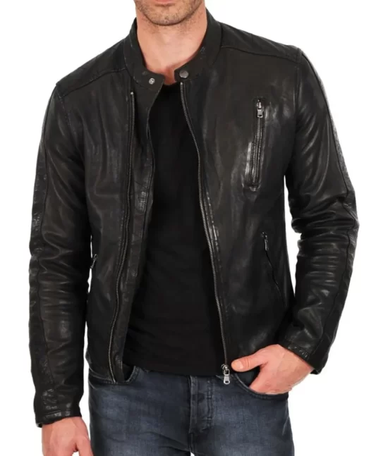 Freddie Asymmetrical Black Biker Real Leather Jacket