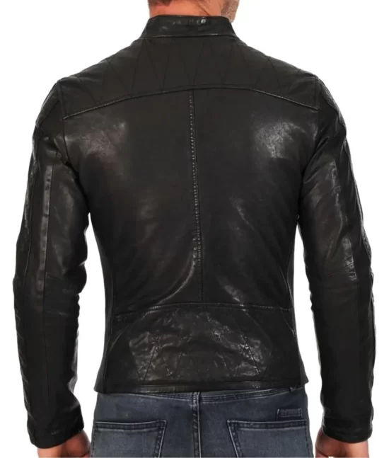 Freddie Asymmetrical Black Biker Top Leather Jacket