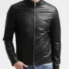 Gavin Men’s Black Slim-Fit Dashing Leather Racer Jacket