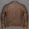 Gavin Men’s Brown Distressed Top Quilted Leather Racer Jacket