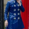 Gemma Arterton Blue Leather Coat