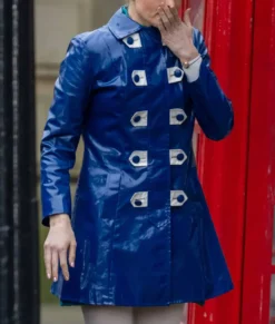 Gemma Arterton Blue Leather Coat