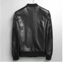 Gendry Genuine Black Aviation Men Sheepskin Real Leather Coat Back