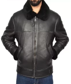 Genuine Matte Black B3 Bomber Real Leather Jacket