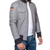 German Luftwaffe Flight Grey Real Leather Bomber Jacket
