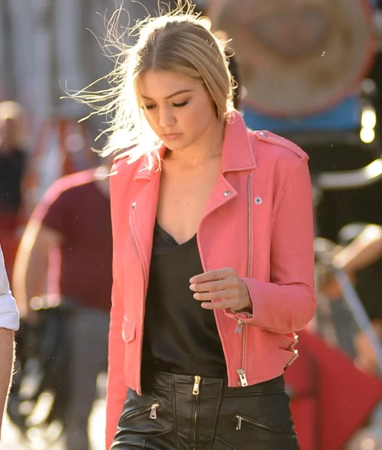 Gigi Hadid Pink Leather Jacket