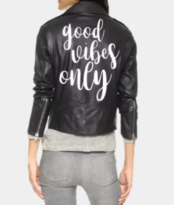 Good Vibes Only Black Leather Jacket