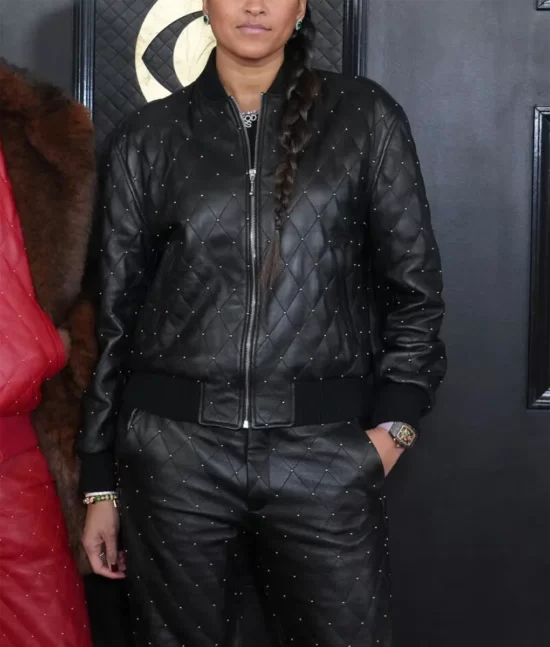 Grammy Awards 2023 Helen Lasichanh Top Leather Jacket